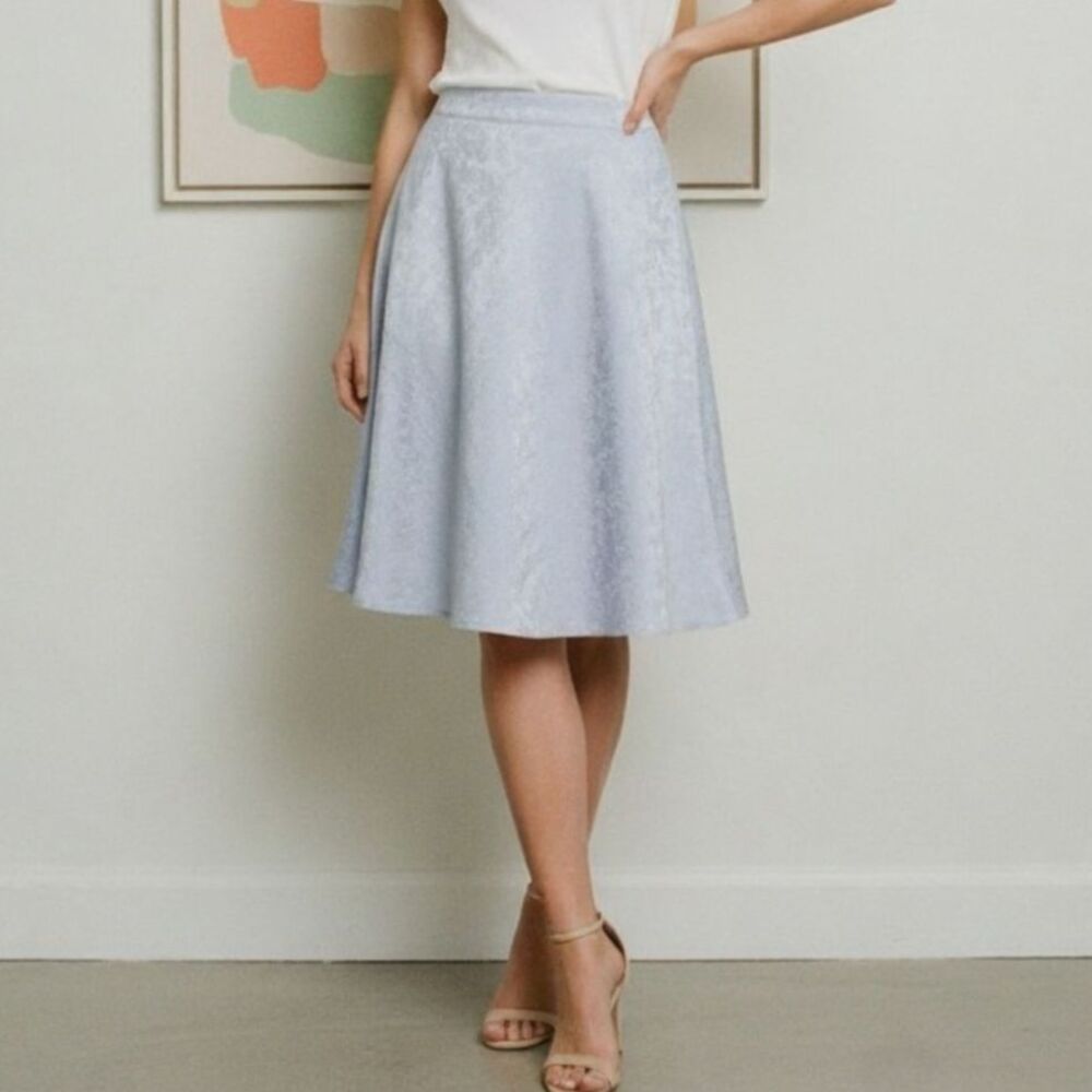 2/$40 Ann Taylor Light Sky Blue Linen Rayon Skirt